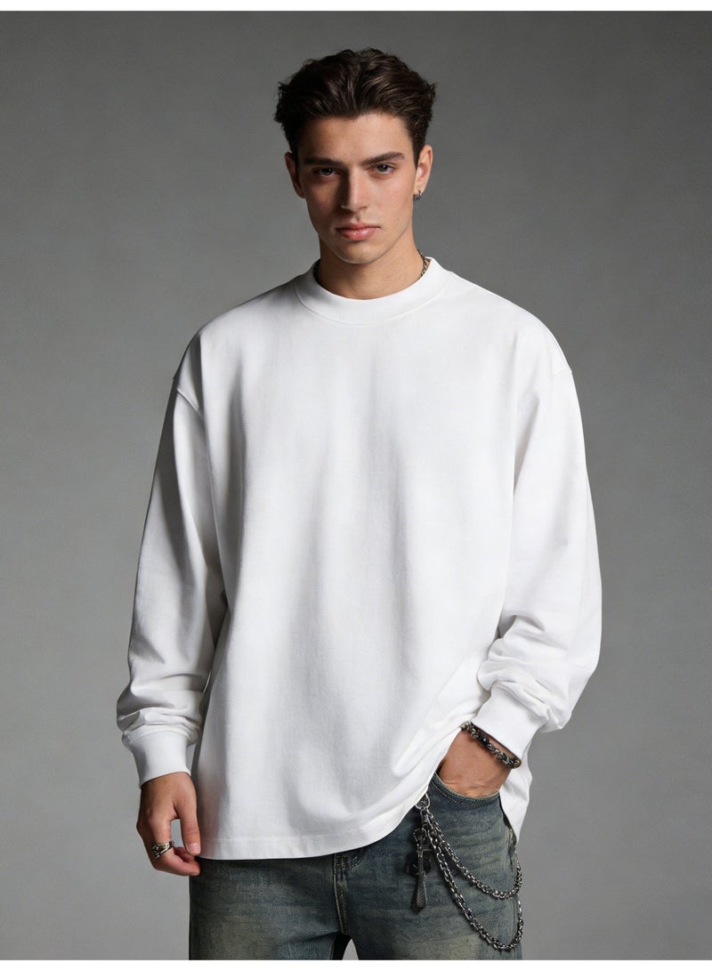 oversize 100% pure cotton long sleeve T-shirt | unisex casual basic T-shirt, suitable for daily and outdoor sports. - Image 4
